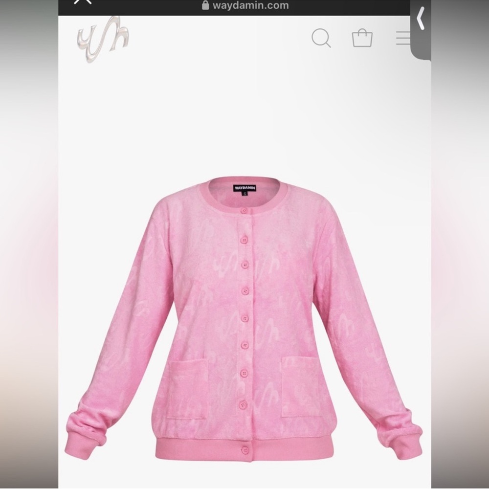 Waydamin by Jayda Cheaves Button- Up Cardigan Cover-up in Bubblegum Size XL